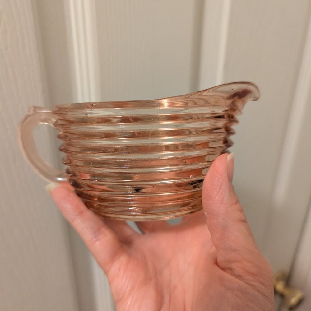 Anchor Hocking Manhattan Pink Sugar & Creamer Set - Picture 14 of 15